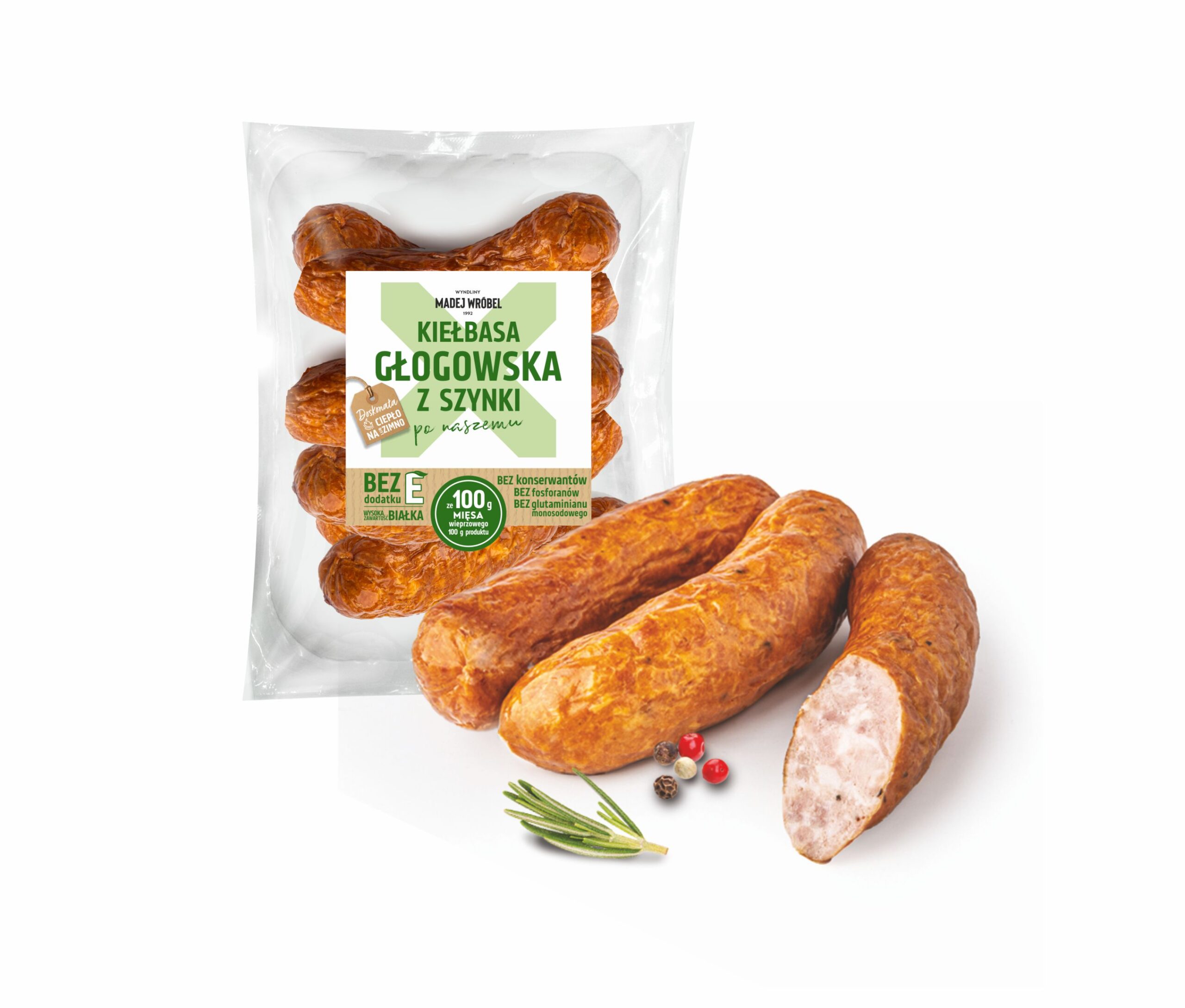 Kiełbasa głogowska z szynki bez E Madej Wróbel